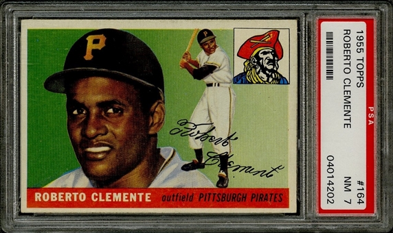 1955 Topps #164 Roberto Clemente Rookie Card - PSA NM 7 